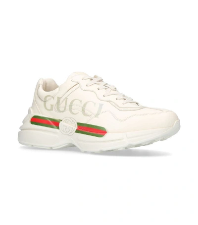 Shop Gucci Leather Rhyton Sneakers