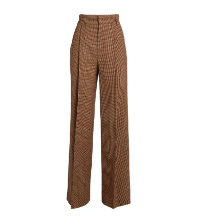 Shop Chloé Flared Check Trousers