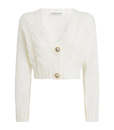 Shop Alessandra Rich Embellished-button Cropped Cardigan