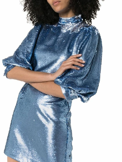 Shop Ganni Women's Blue Polyester Dress