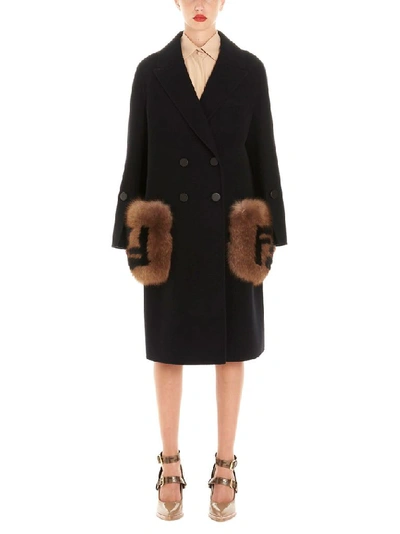 Shop Fendi Women's Black Wool Coat