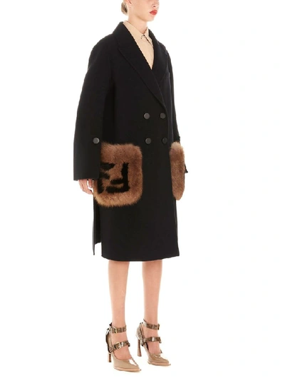 Shop Fendi Women's Black Wool Coat