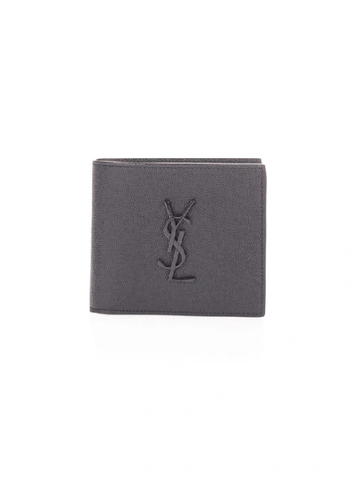 Shop Saint Laurent Men's Black Leather Wallet
