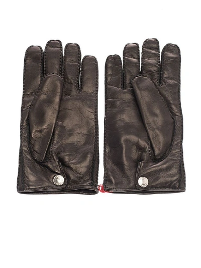Shop Alexander Mcqueen Men's Black Leather Gloves