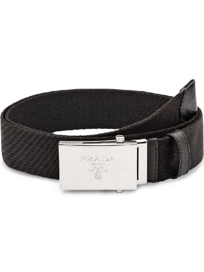 Shop Prada Men's Black Fabric Belt