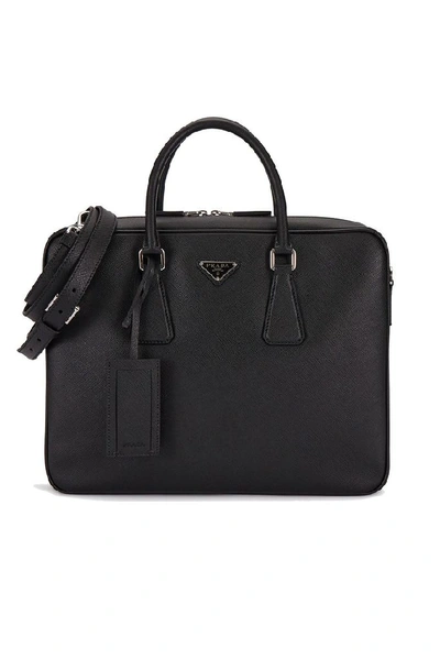 Shop Prada Men's Black Leather Briefcase