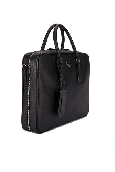 Shop Prada Men's Black Leather Briefcase