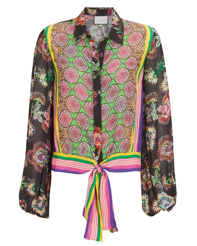 Shop Alexis Betony Tie-front Paisley Chiffon Blouse In Multi