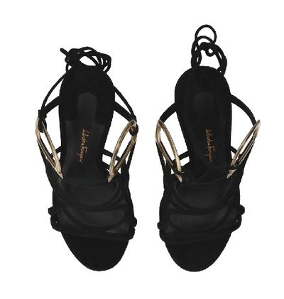 Shop Ferragamo Salvatore  Women's Black Suede Sandals