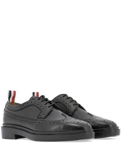 Shop Thom Browne Women's Black Leather Lace-up Shoes