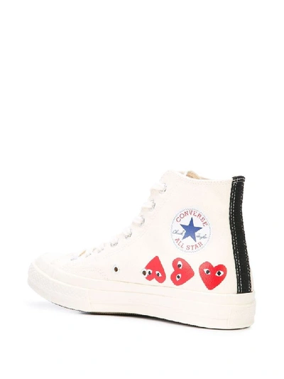 Shop Comme Des Garçons Play White Hi Top Sneakers