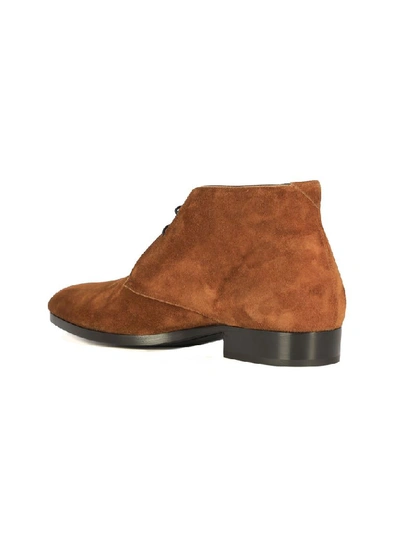 Shop Saint Laurent Men's Brown Leather Ankle Boots