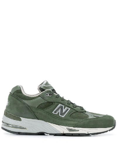 Shop New Balance Men's Green Leather Sneakers