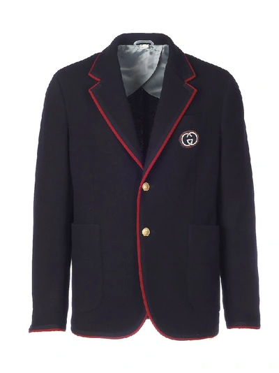 Shop Gucci Men's Blue Wool Blazer