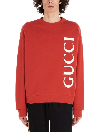 Shop Gucci Men's Red Cotton Sweatshirt