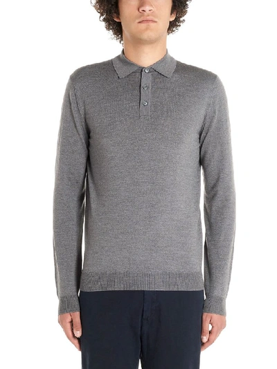 Shop Zanone Men's Grey Wool Polo Shirt