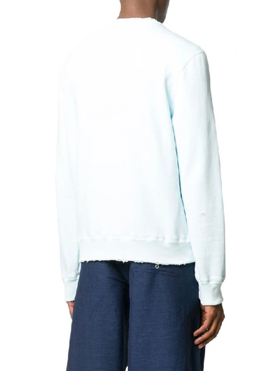 Shop Lanvin Men's Light Blue Cotton Sweatshirt