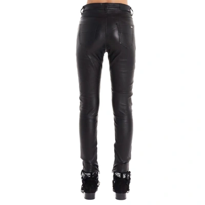 Shop Amiri Women's Black Leather Jeans