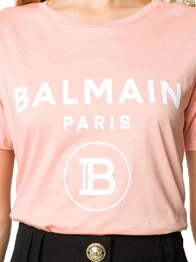 Shop Balmain Women's Pink Cotton T-shirt