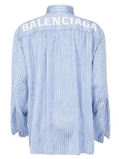 Shop Balenciaga Women's Light Blue Viscose Blouse