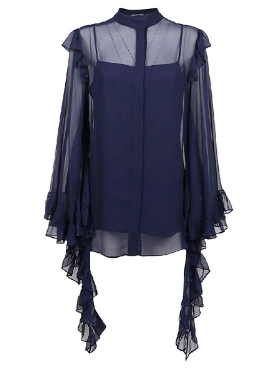 Shop Alberta Ferretti Women's Blue Silk Shirt