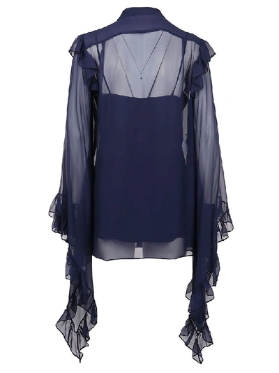 Shop Alberta Ferretti Women's Blue Silk Shirt