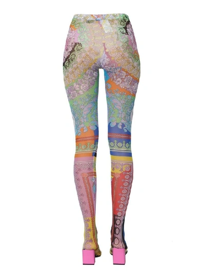 Shop Versace Collection Women's Multicolor Silk Leggings