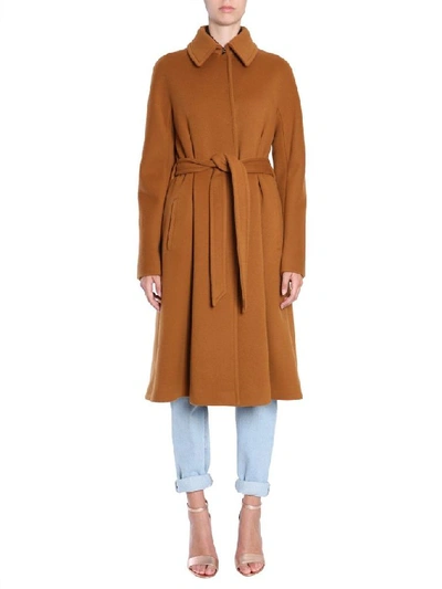 Shop Alberta Ferretti Women's Brown Wool Coat