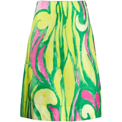 Shop Marni Women's Green Silk Skirt