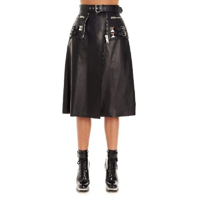 Shop Alexander Mcqueen Women's Black Leather Skirt