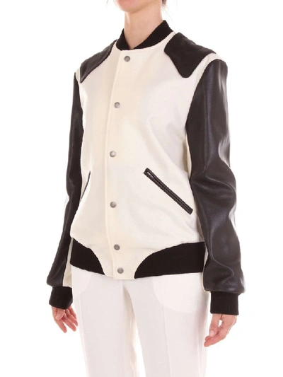 Shop Saint Laurent Women's White Polyester Outerwear Jacket