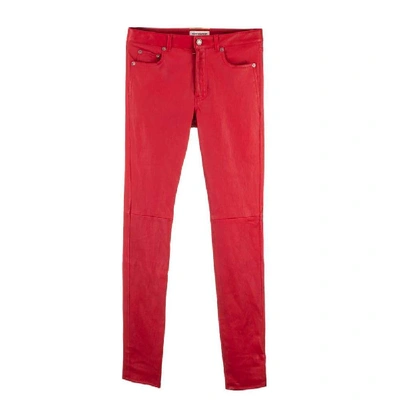 Shop Saint Laurent Women's Red Leather Pants