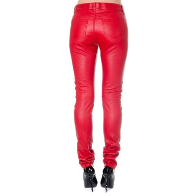 Shop Saint Laurent Women's Red Leather Pants