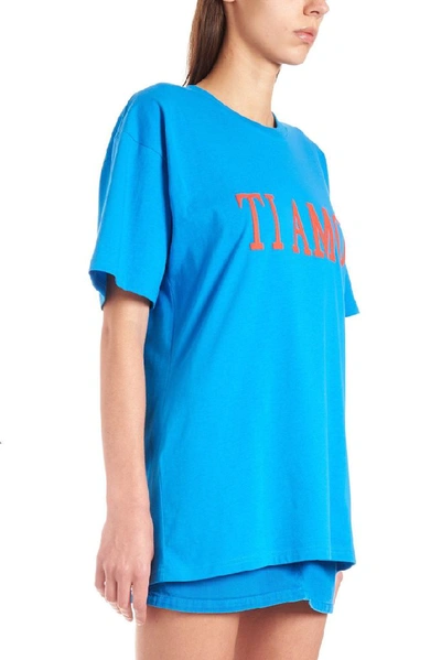 Shop Alberta Ferretti Women's Light Blue Cotton T-shirt