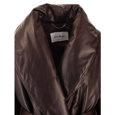 Shop Ferragamo Salvatore  Women's Brown Polyester Down Jacket