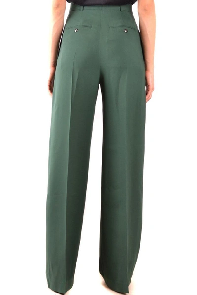 Shop Burberry Women's Green Wool Pants