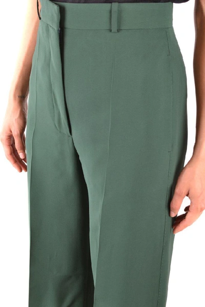 Shop Burberry Women's Green Wool Pants