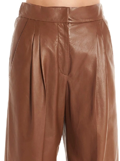 Shop Brunello Cucinelli Women's Brown Leather Pants