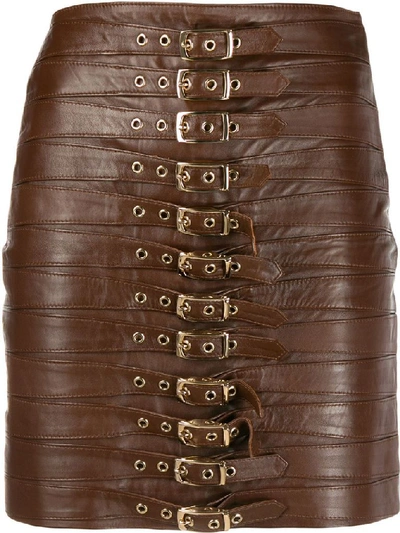 Shop Manokhi Women's Brown Leather Skirt