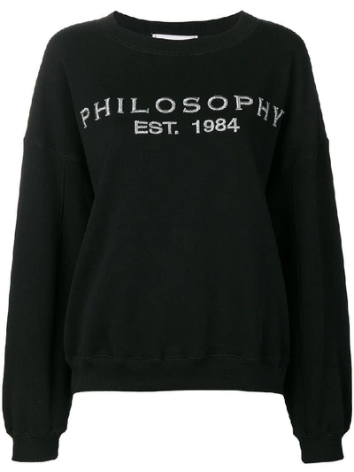 Shop Philosophy Women's Black Cotton Sweatshirt