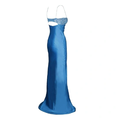 Shop Alessandra Rich Women's Light Blue Silk Dress