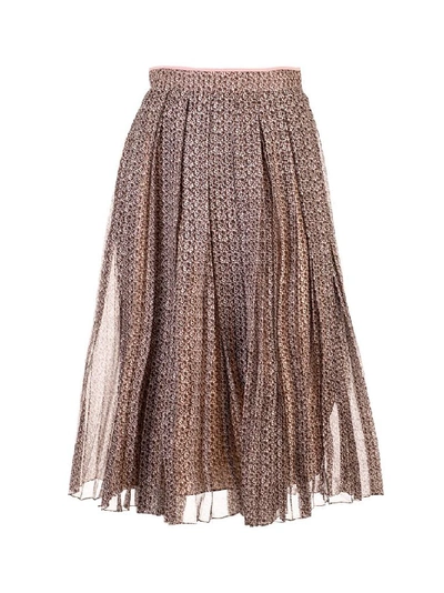 Shop Fendi Women's Brown Silk Skirt