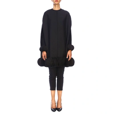 Shop Valentino Women's Black Wool Poncho