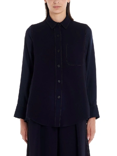 Shop Alberto Biani Women's Blue Silk Shirt