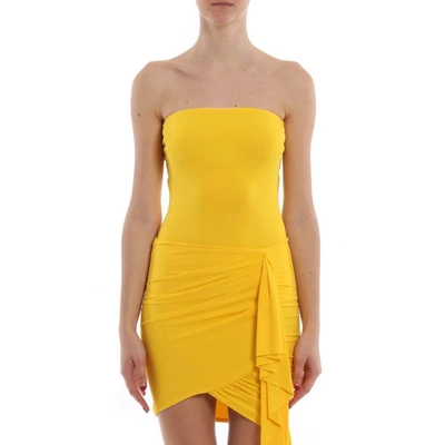 Shop Alexandre Vauthier Women's Yellow Viscose Bodysuit