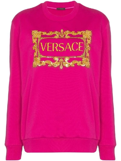 Shop Versace Women's Fuchsia Cotton Sweatshirt
