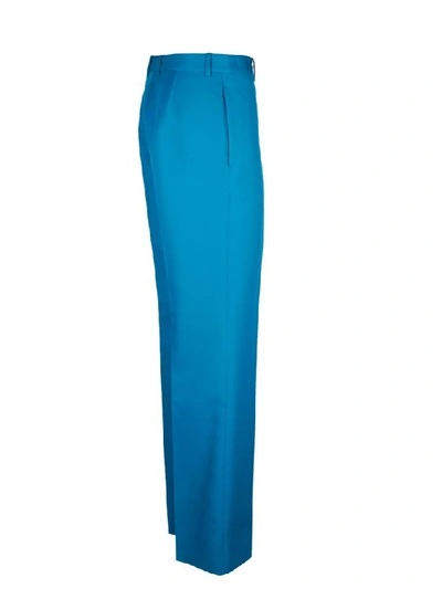 Shop Balenciaga Women's Light Blue Polyester Pants