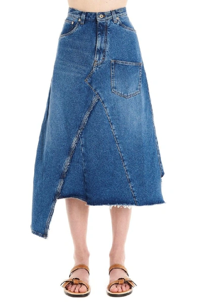 Shop Loewe Women's Blue Cotton Skirt