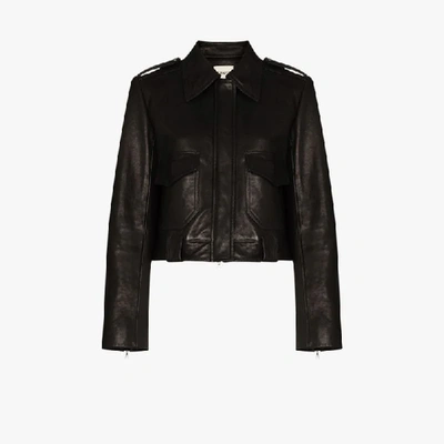 Shop Khaite Cordelia Leather Biker Jacket In Black