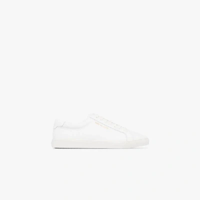 Shop Saint Laurent White Andy Leather Sneakers